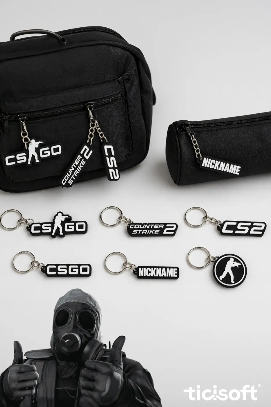 Kişiye Özel İsim Counter Strike CSGO 6 Adet Anahtarlık Kalem Kutusu İsimlik Çanta Süsü Etiket