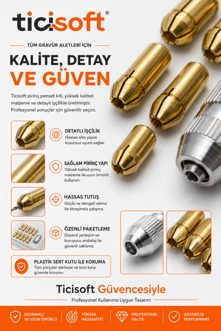 Gravür Aletleri İçin Pirinç Pens Seti Penset Kiti 0,5–3,2 mm 11 Parça Mandren Dahil 4,8 mm Şaft