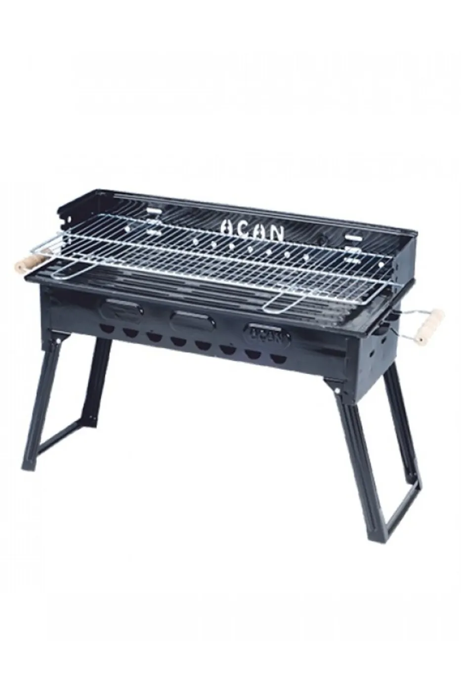 Pervazlı Emaye Mangal P3 Battal Boy Barbekü Çift Kömürlü Izgara Katlanır Ayaklı 27x51cm