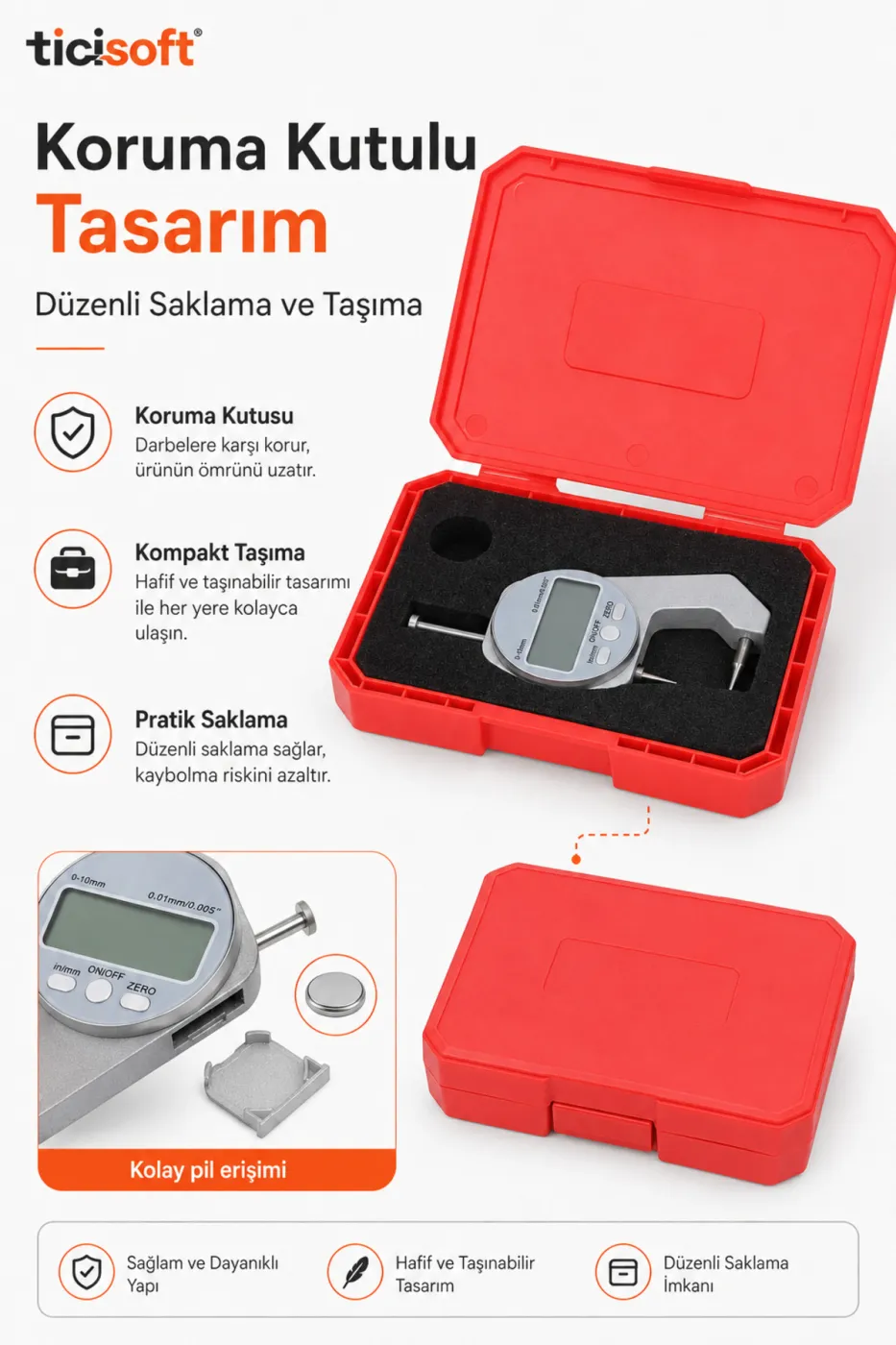 Dijital Kalınlık Ölçer Kumpas İğne Uçlu LCD Elektronik Mikrometre Komparatör Boru Profil Sac Ölçüm Cihazı