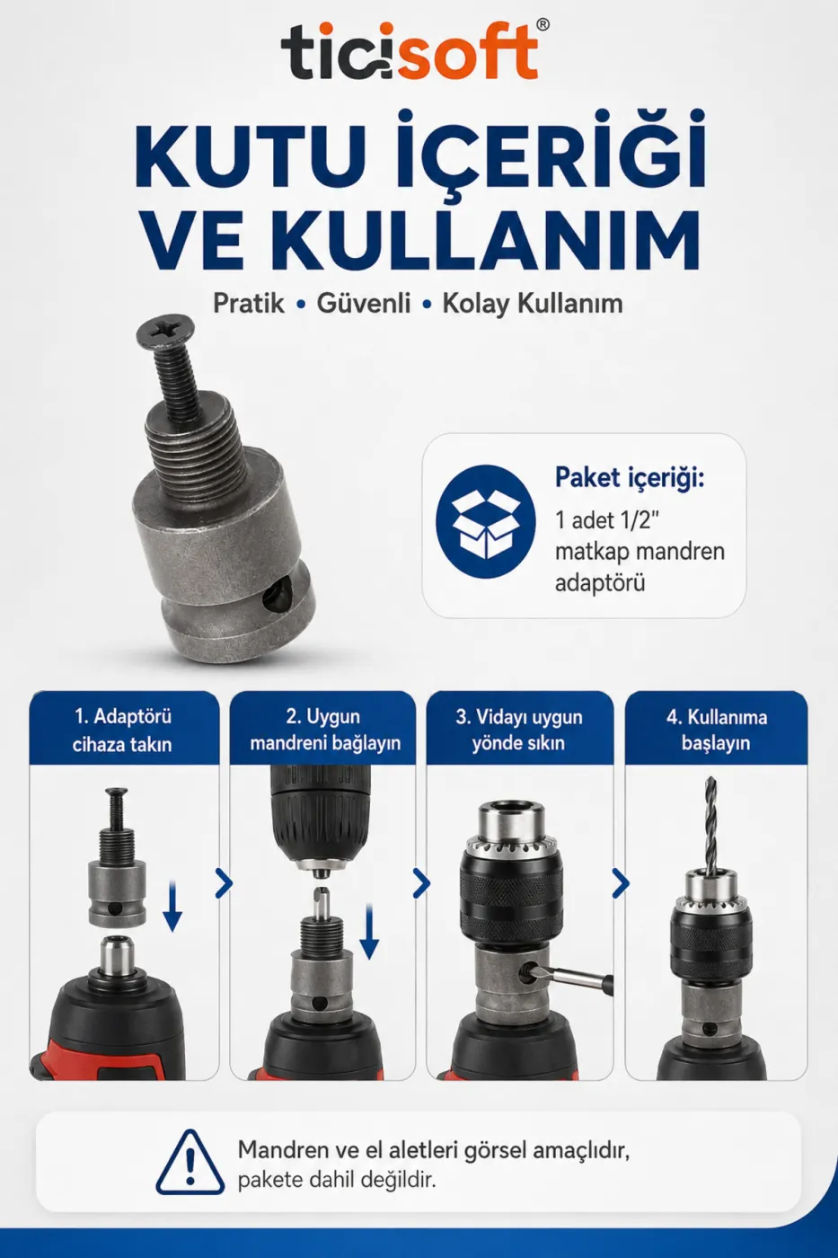 1/2 Somun Sıkma Makinesi Mandren Adaptörü 1/2"-20 UNF Matkap Chuck Dönüştürücü Aparat