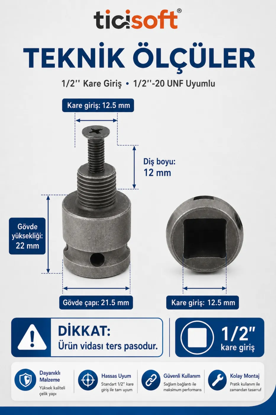 1/2 Somun Sıkma Makinesi Mandren Adaptörü 1/2"-20 UNF Matkap Chuck Dönüştürücü Aparat