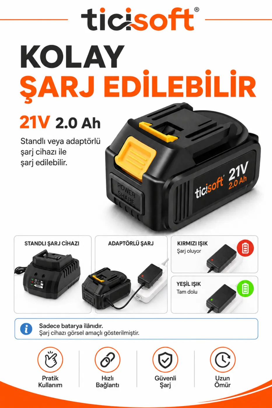 21V 2.0Ah Şarjlı Matkap Yedek Batarya 10 Adet 18650 Hücreli Üniversal Kızaklı Akü