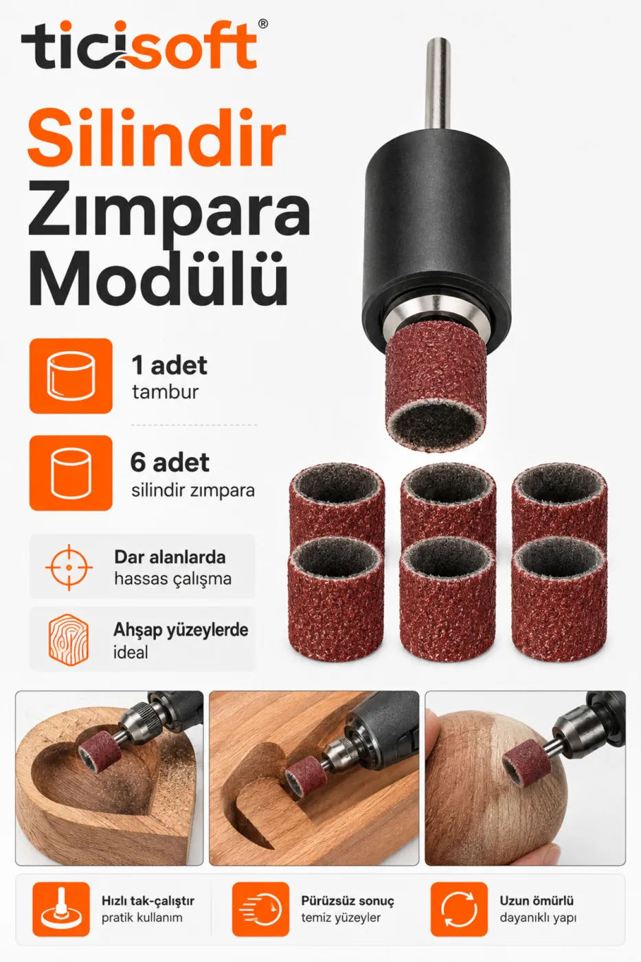 Mini Gravür Makinesi İçin 70 Parça Zımpara Seti Cırt Taban Flap Disk Silindir Zımpara Takımı